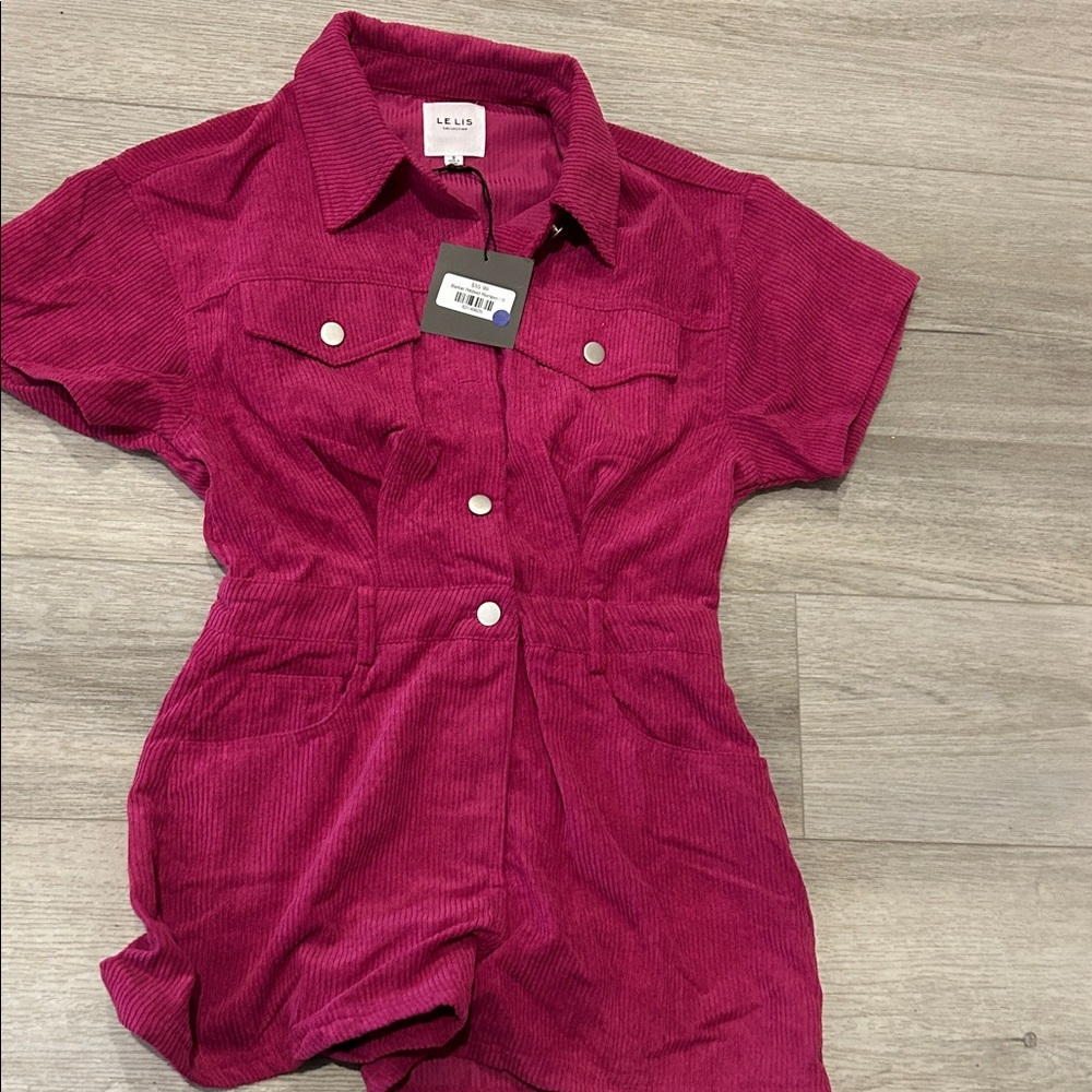 Le Lis Fuchsia Ribbed Romper